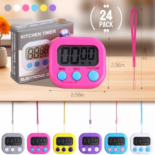 Leumoi 24 Pcs Digital Kitchen Timer
