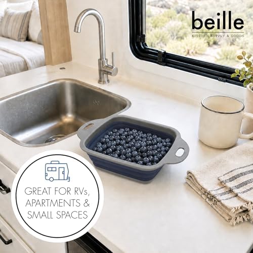 Beille 1pc Compact Collapsible Colander, Polypropylene Small Kitchen