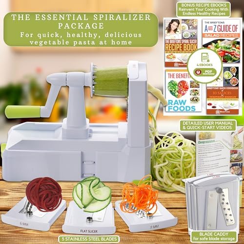 Brieftons 5-Blade Vegetable Spiralizer & Noodle Maker