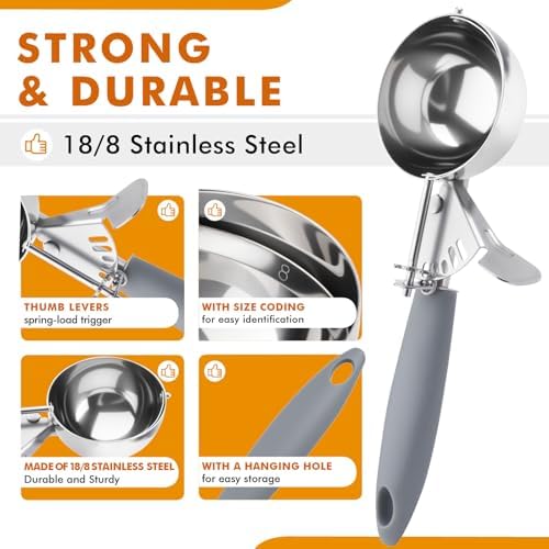 JUNADAEL J 4 OZ Scoop, Large Ice Cream Scoop With Trigger, Disher