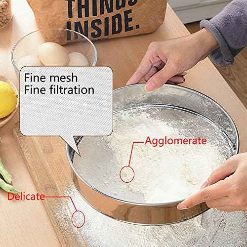 3 Pack Round Flour Sifter, Stainless Steel Fine Mesh Strainers Flour