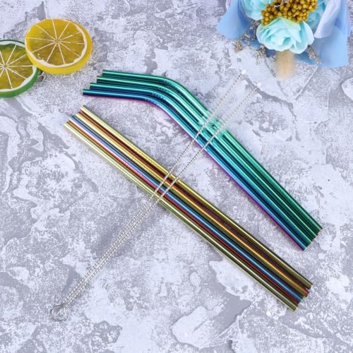 Stainless Steel Drinking Straws Reusable Rainbow 8pcs for Tumblers