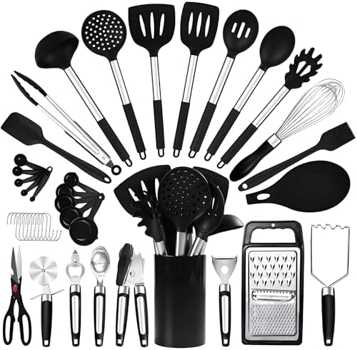 RFAQK 40PCs Silicone Cooking Utensil Set, 446℉