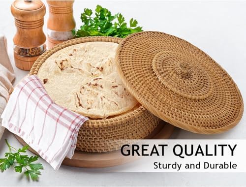 Tortillada - Tortilla Warmer 10 inch Rattan – Handmade Bread Basket