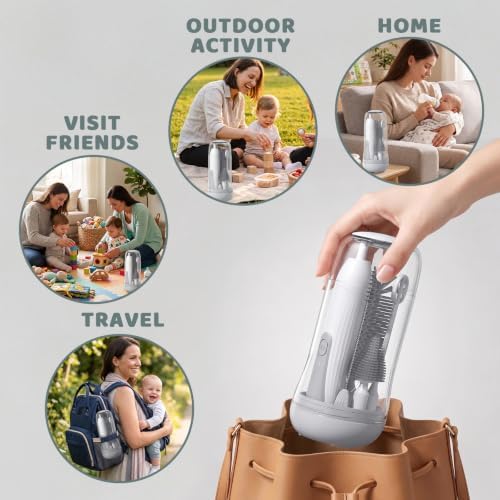 Portable Electric Bottle Brush Cleaner with Storage Box, 4-in-1 Kit