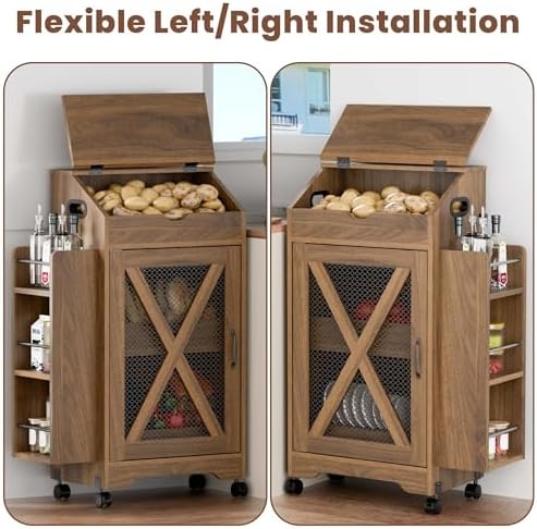 Potato and Onion Storage Bin, Movable Fruit and Vegetable Bin with