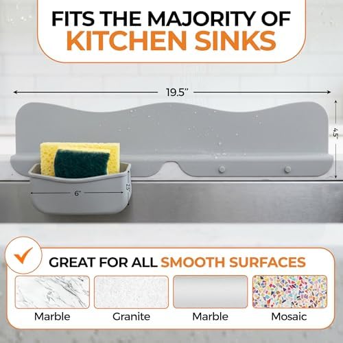 MACMED Silicone Sink Splash Guard with Sponge Holder for Kitchen
