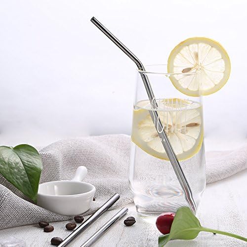 8 Pack Reusable Metal Straws Long Stainless Steel Straws Drinking