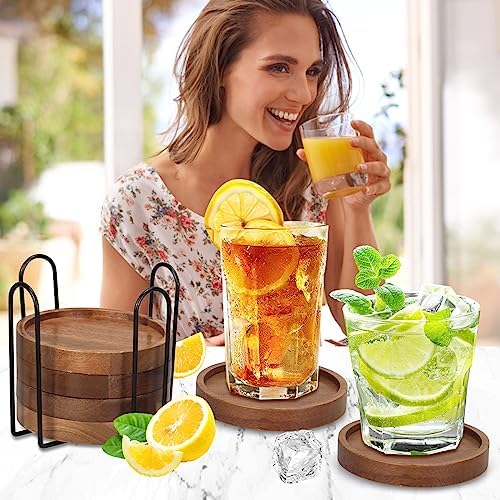 Wooden Coaster Set of 6 Coffee Table Decor Bar Cup Drink Coasters