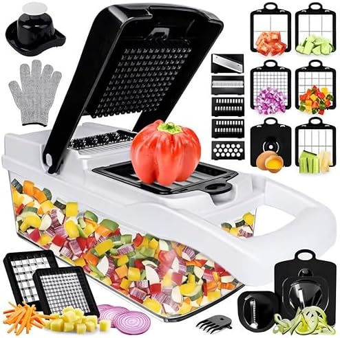 25-in-1 Vegetable Chopper with Container, Interchangeable Blades