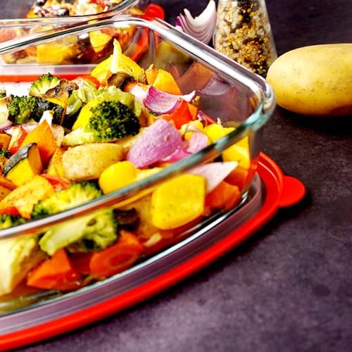 9×9in Square Glass Baking Dish with lid, 2.6QT Deep Square Glass