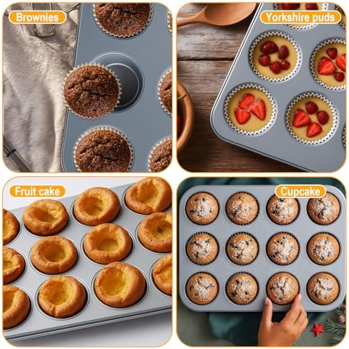 2 Set Mini Muffin Pans Carbon Steel Nonstick Bakeware for Oven Mini