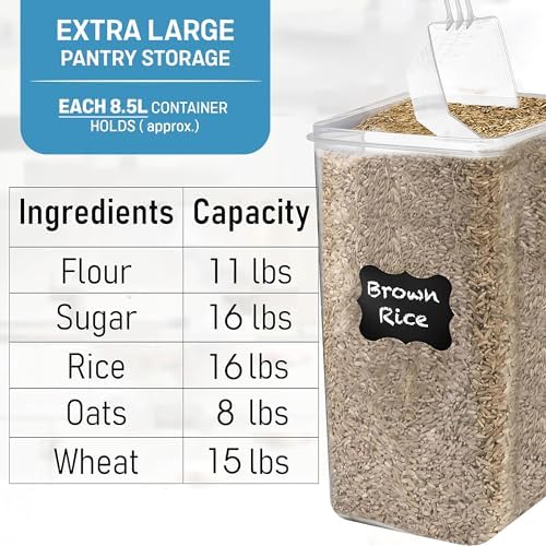 2 PC (8.5L/ 287 Oz) Extra Large Flour Sugar Storage Containers with Lids