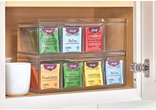 iDesign XL Tea Bag Organizer, Clear, 4-Section