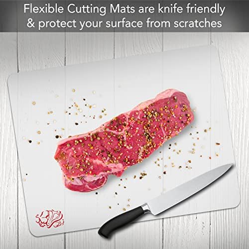 Cut N' Funnel Lightly Frosted Cutting Board Mats with Icons 3 Pack