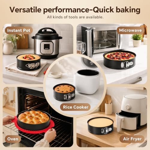 4PCS Springform Pan Set, 4, 7, 9, 10 Inch Cheesecake Pans, Removable