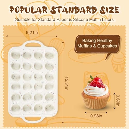 SiliFine 2 Silicone Muffin Pans with 200 Liners, Nonstick, 24-Cup Mini
