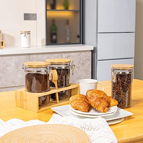 Yangbaga Coffee Container with Shelf: 2P 58OZ Plastics Airtight Coffee