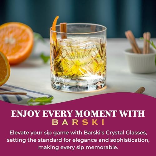 Barski Whiskey Glasses - Double Old Fashioned Rocks Glass - Set of 4