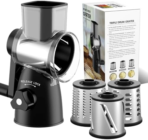 3-in-1 Rotary Cheese Grater Shredder with Suction Base
