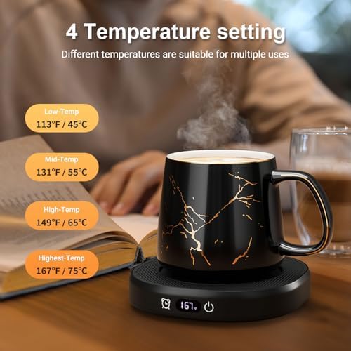 Coffee Mug Warmer & Luxury Marbling Mug Set, Electric Cup Warmer for