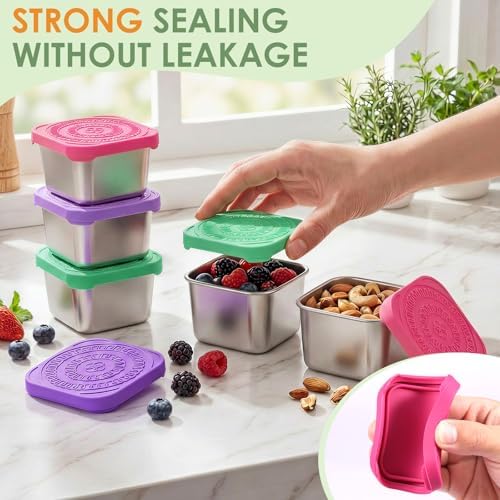 12 Pack Stainless Steel Snack Containers with Lids, 6oz
