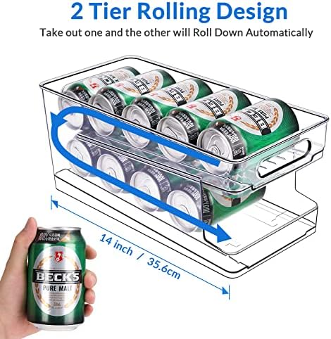 FIFO Rolling Soda Can Organizer for Fridge, Holds 10 Cans
