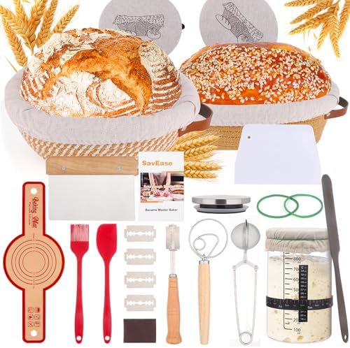 Sourdough Starter Kit with Round & Oval Banneton Baskets