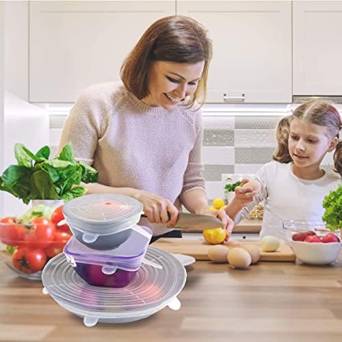 Pack 12 Silicone Stretch Lids | BPA-Free Stretchable Round and Square
