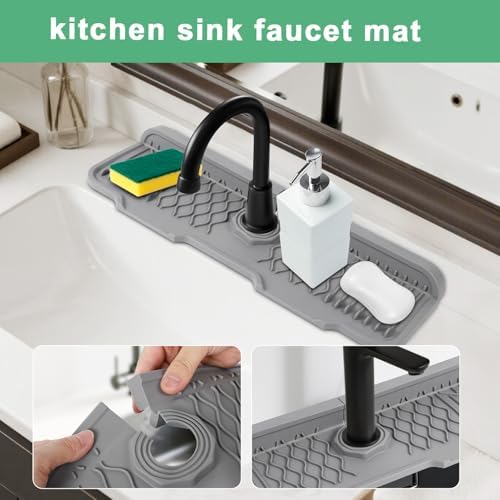 17 Inch Faucet Mat For Kitchen Sink Splash Guard Behind Faucet,5°Slope