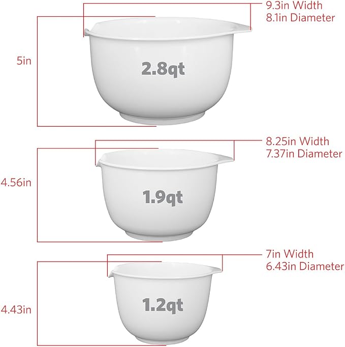 Glad Mixing Bowls with Pour Spout, BPA Free, Dishwasher Safe Plastic | Kitchen - Image 3