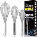 HOTEC Stainless Steel Whisk Set of 4, Food Grade Balloon Whisk Egg