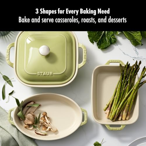 Staub Ceramic 4-Piece Baking Pan Set, Light Green