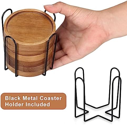 Wooden Coaster Set of 6 Coffee Table Decor Bar Cup Drink Coasters