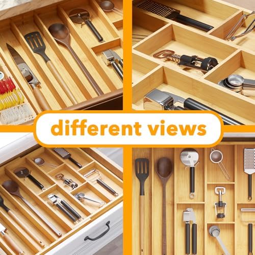 SpaceAid Bamboo Expandable Utensil Drawer Organizer
