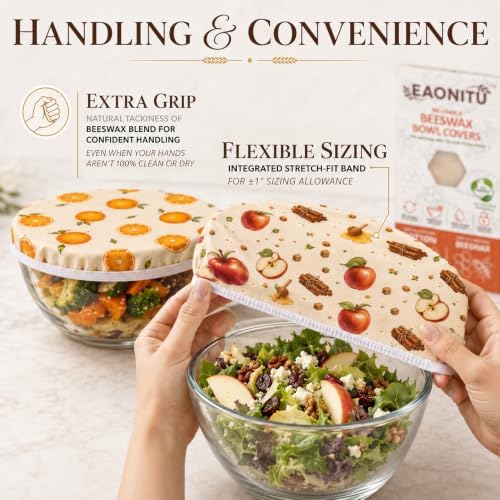 Beeswax Bowl Covers, 6-Pack, 8-12 Inch