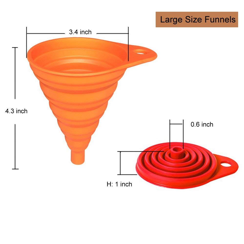KongNai Kitchen Funnel Set 4 Pack, Small and Large, Kitchen Gadgets