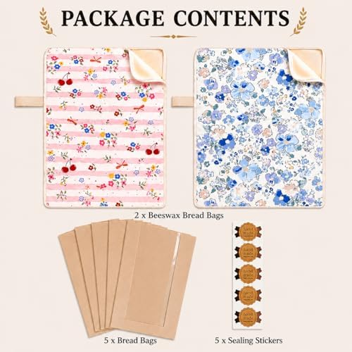 7PCS Beeswax Bread Bags for Sourdough Bread Storage