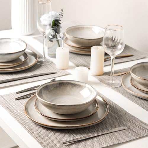 AmorArc Ceramic Dinnerware Sets for 8, 24Pcs Plates and Bowls Sets Dishes