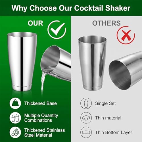 4 Pcs Cocktail Shaker Boston Shaker Set Bulk Commercial Cocktail