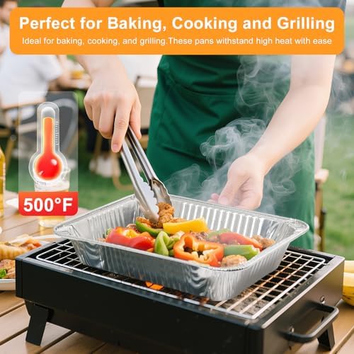 ® Aluminum Foil Pans with Foil Lids - 50 Pack, 7"×5", 1.5 LB Capacity
