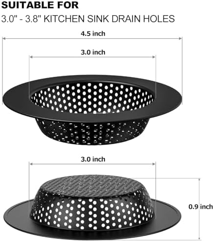 Huntonry 2-Pack Kitchen Sink Drain Strainers, 4.5-Inch