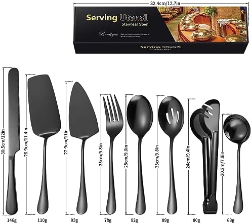 AARAINBOW Exquisite 8 Pieces Serving Utensils Set, Stainless Steel