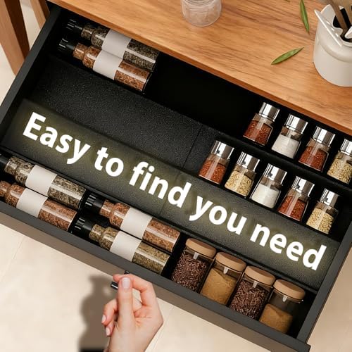 Spice Drawer Organizer, 4 Tier- 6 Pack Drawer Seasoning Organizers