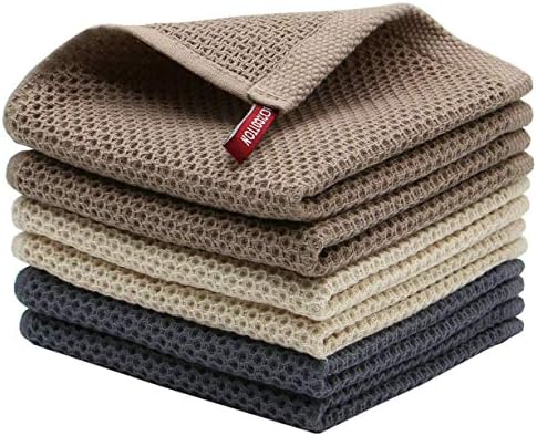 Cotton Dish Rags Dish Cloths for Washing Dishes,12”x12”,6 Pack,Multi