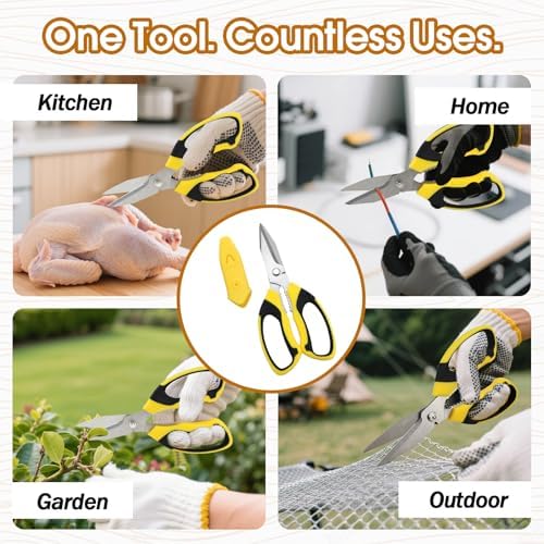 Utility Scissors 8-Inch Heavy Duty All-Purpose Shears with Protective