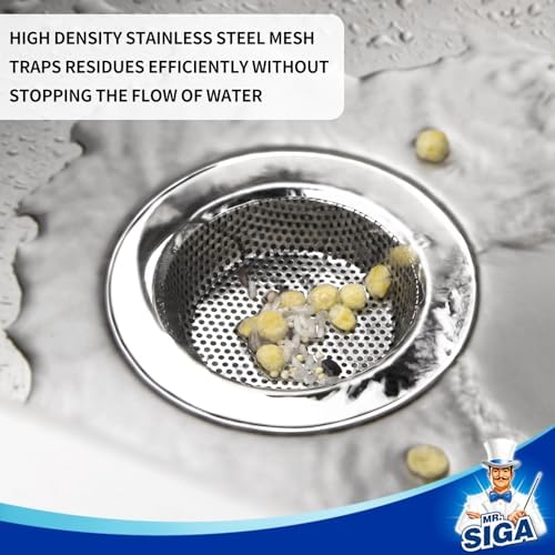 MR.SIGA Stainless Steel Kitchen Sink Strainer, 3 Pack
