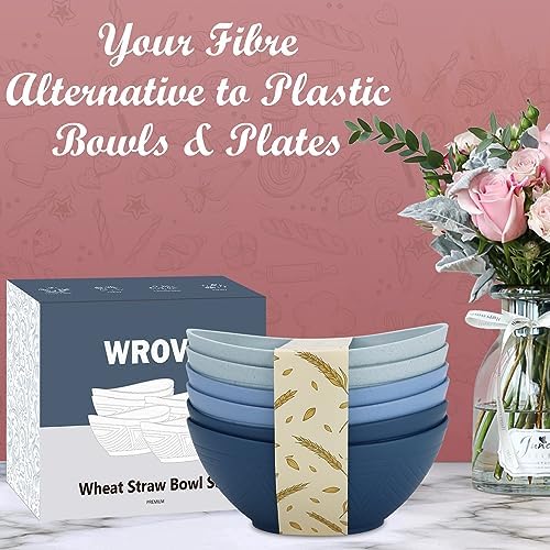Wrova Wheat Straw Bowls, Plastic Bowls Reusable Big Serving Bowls for