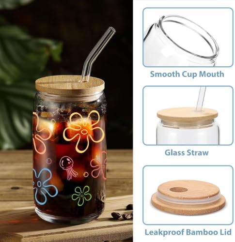 Mikopei beach gifts for women, Sea Glass Cup with Lid and Straw, 16 oz