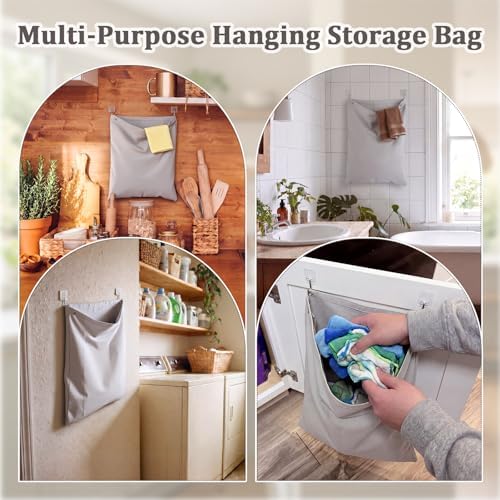 Tingjoo 2 Pack Reusable Dirty Rag Storage Bag Grey Cotton Dish Towel